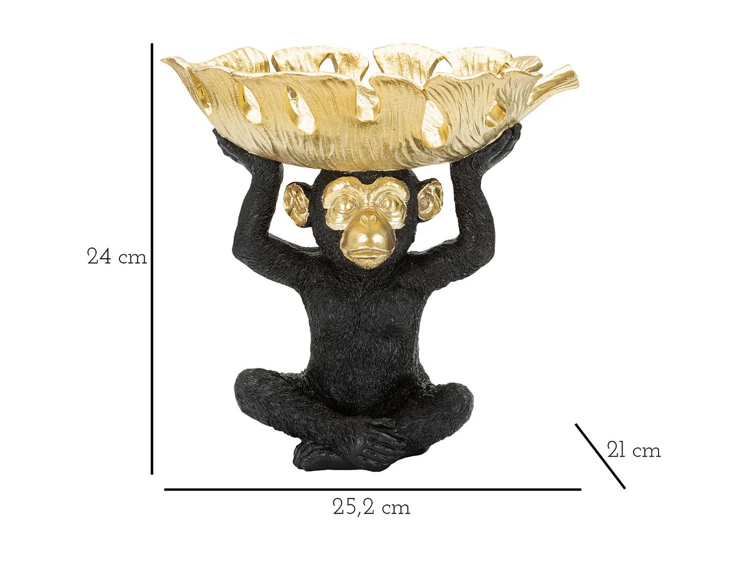 Plateau Singe 9, Noir, 25,2x21x24 cm, Seven Design