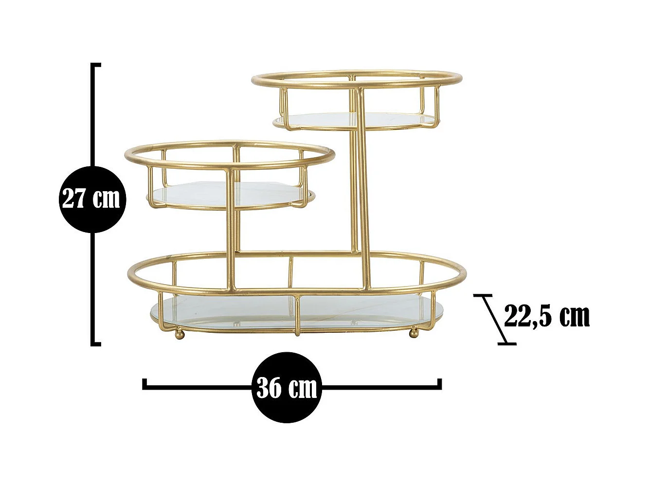 Plateau MF689, Or, 36x22,5x27 cm, Seven Design