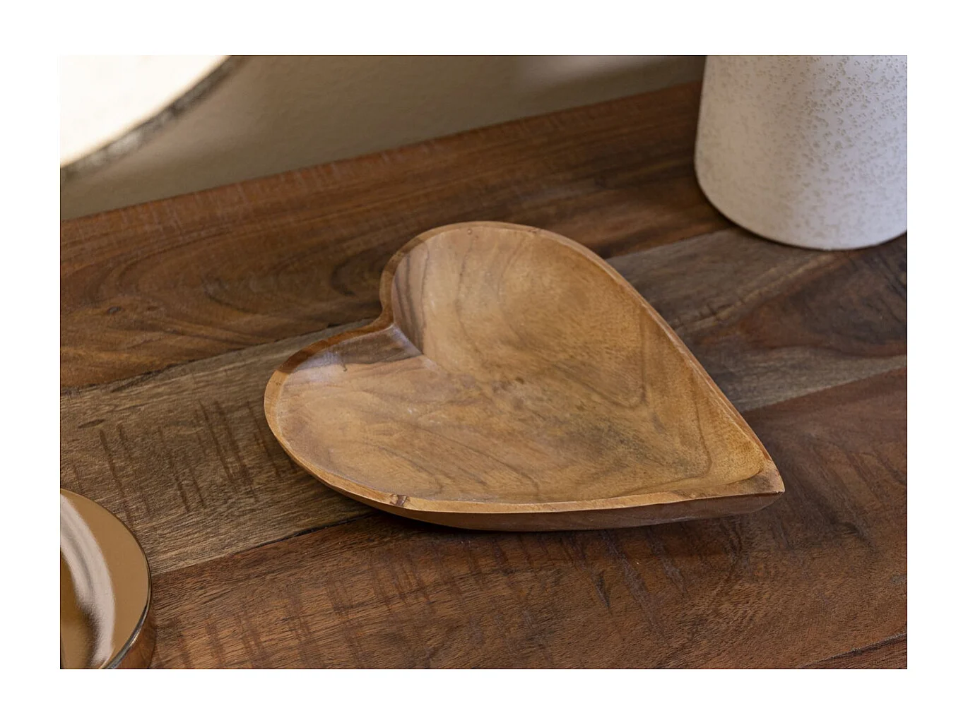 Plateau Cœur 19, Marron, 18x22x4,5 cm, Seven Design