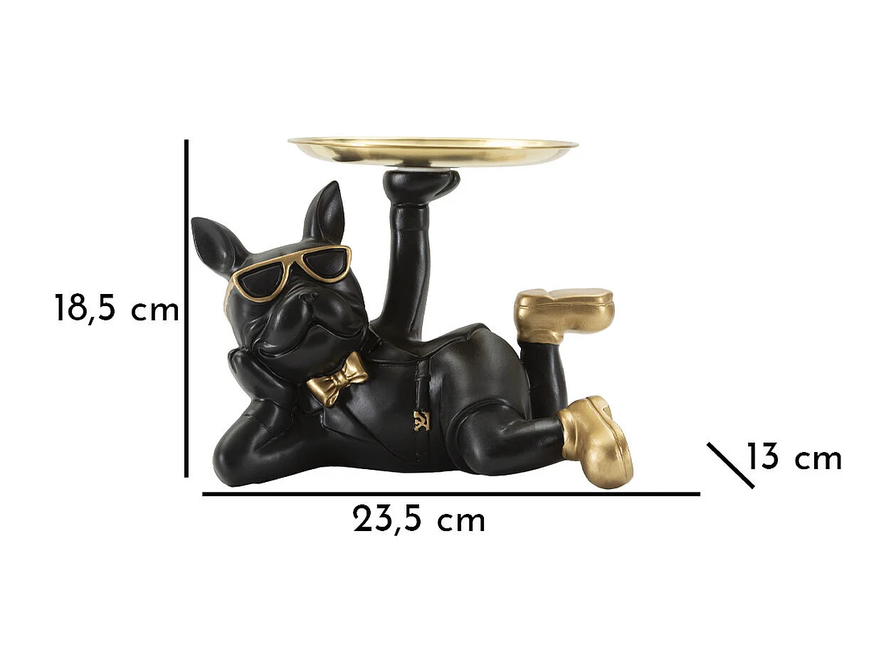 Plateau Chien 19, Noir, 27x17x18,5 cm, Seven Design