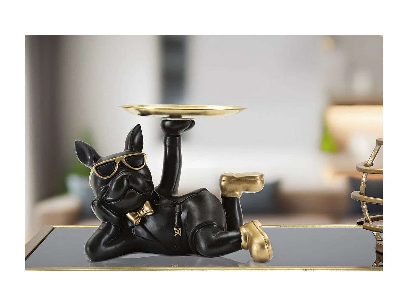 Plateau Chien 19, Noir, 27x17x18,5 cm, Seven Design