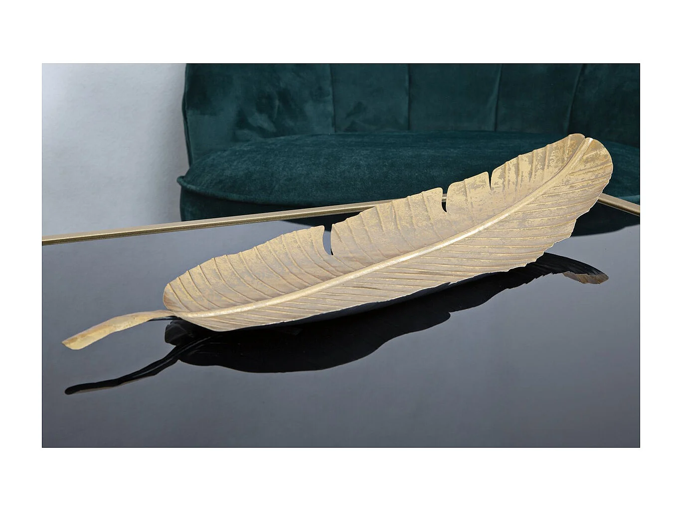 Plateau Feuille 4, Or, 18x2x55 cm, Seven Design