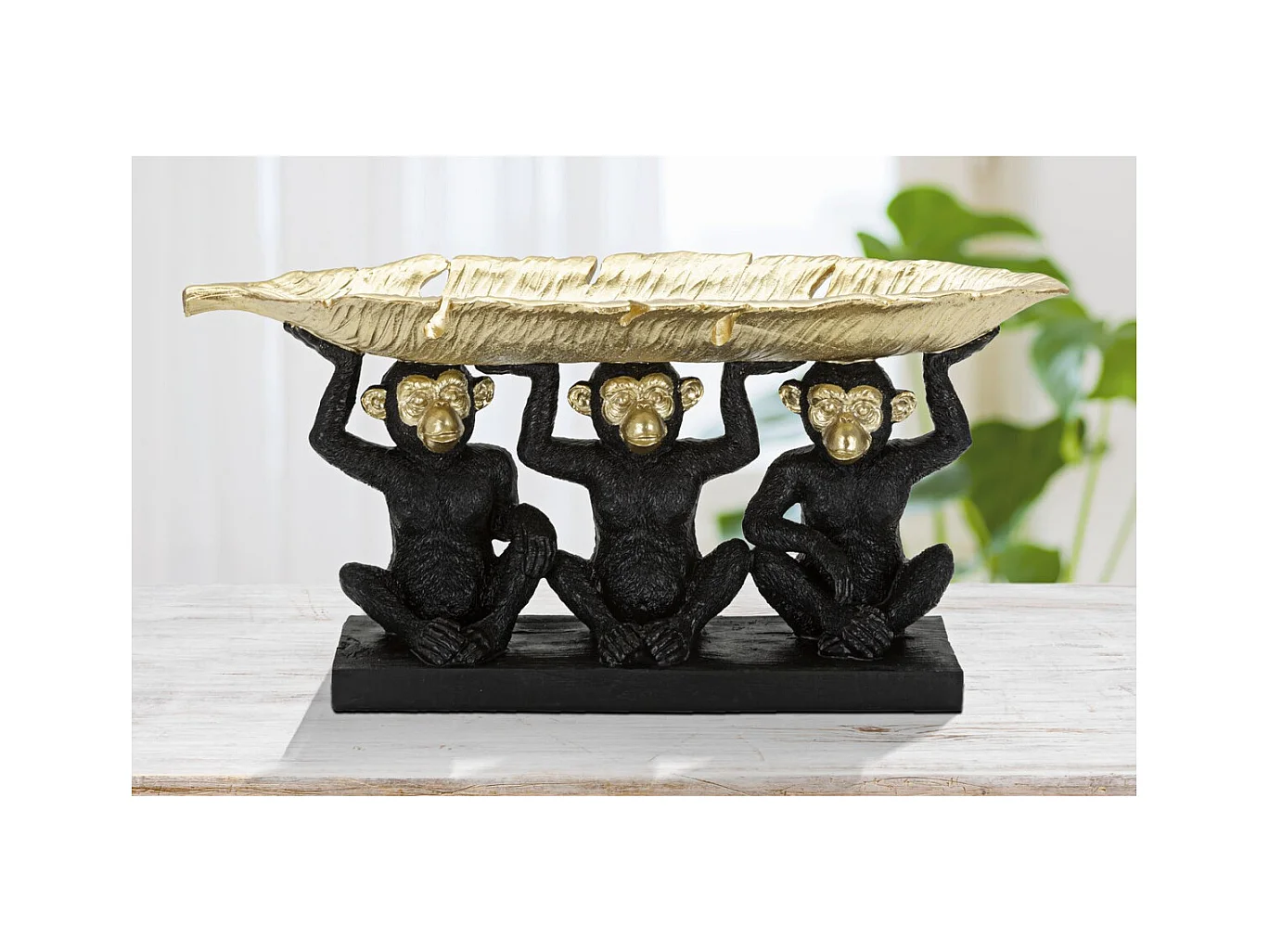 Plateau Singe 14, Noir, 43x15,7x20 cm, Seven Design