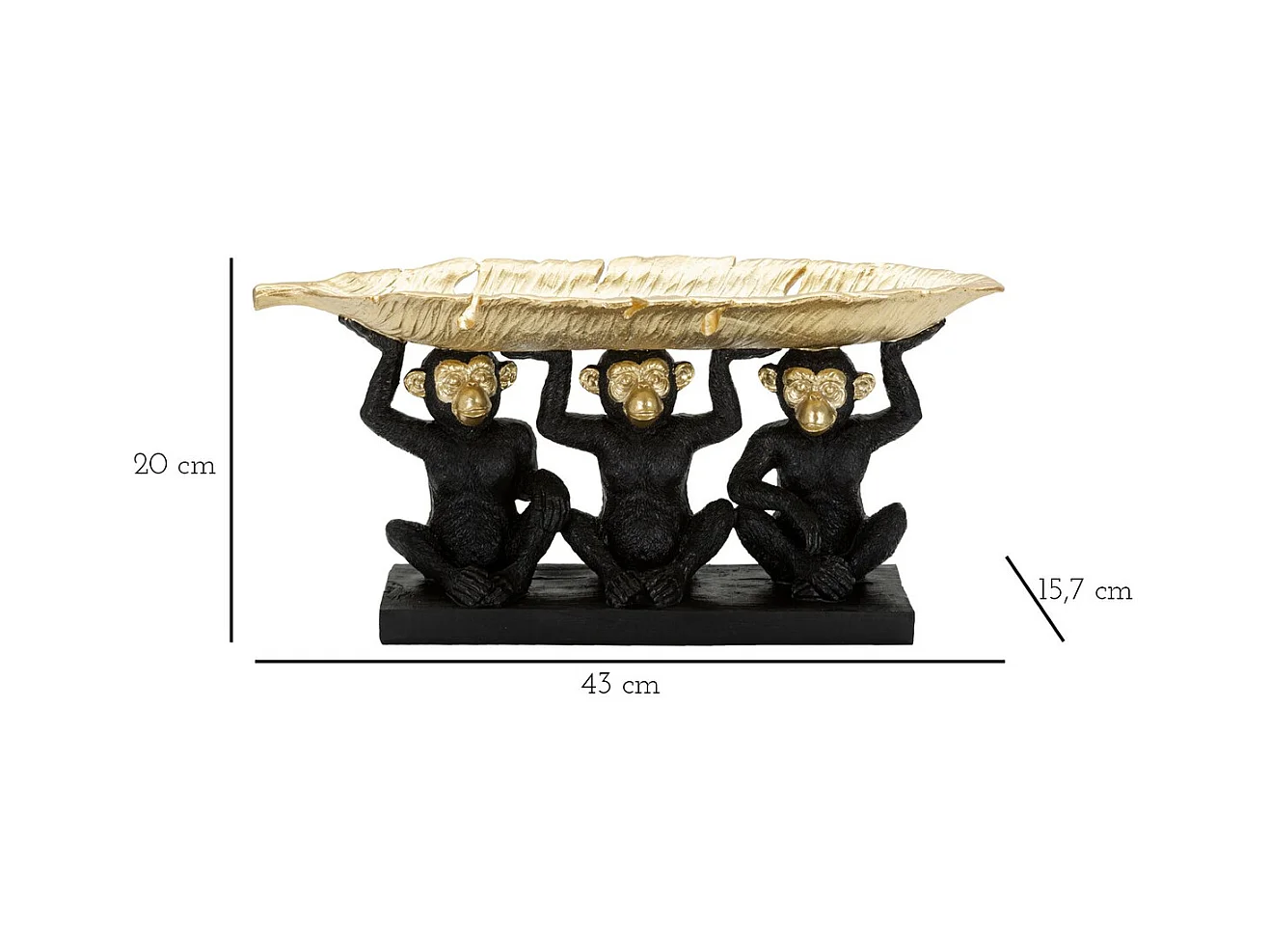 Plateau Singe 14, Noir, 43x15,7x20 cm, Seven Design