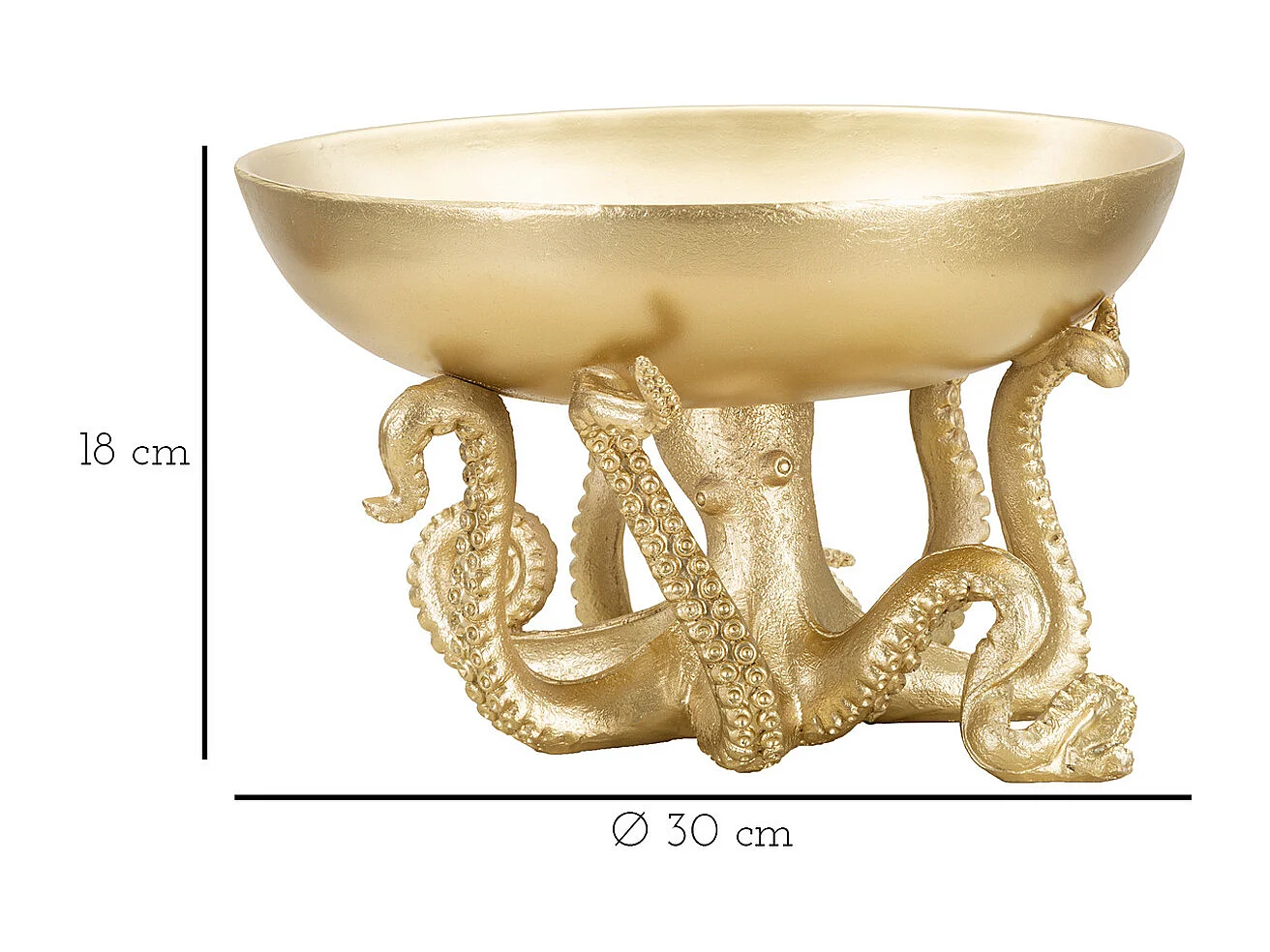 Taca Ośmiornica 2, Złoto, 30x30x18 cm, Seven Design
