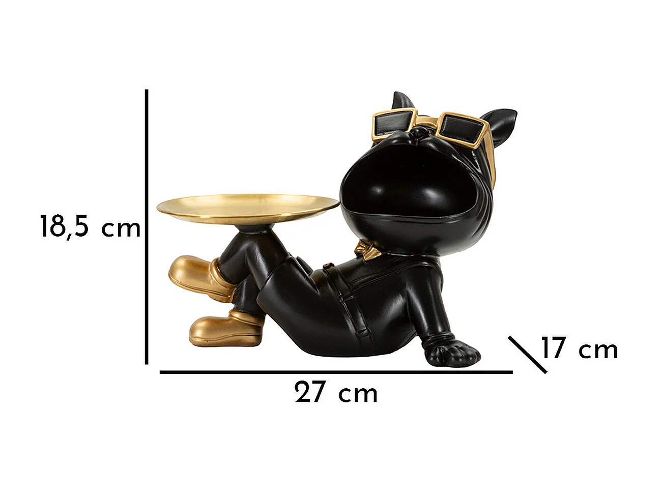 Plateau Chien 18, Noir, 27x17x18,5 cm, Seven Design