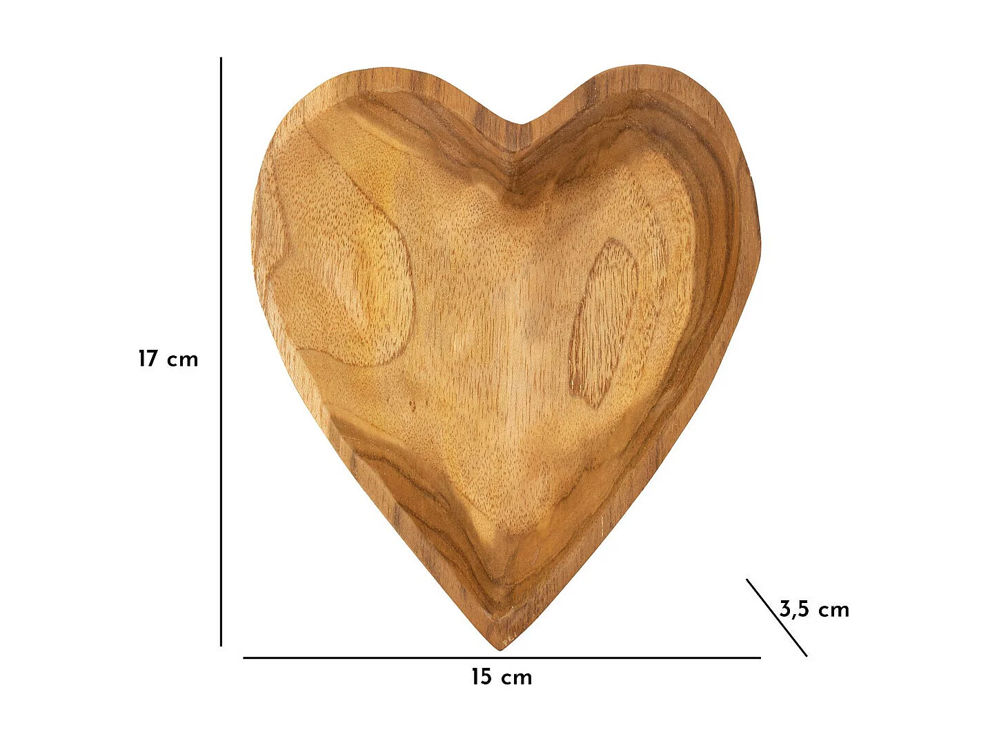 Plateau Cœur 20, Marron, 15x17x3,5 cm, Seven Design