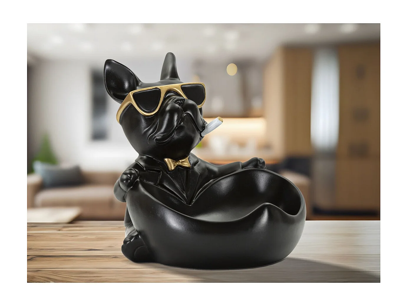 Plateau Chien 13, Noir, 18,5x20,5x20 cm, Seven Design