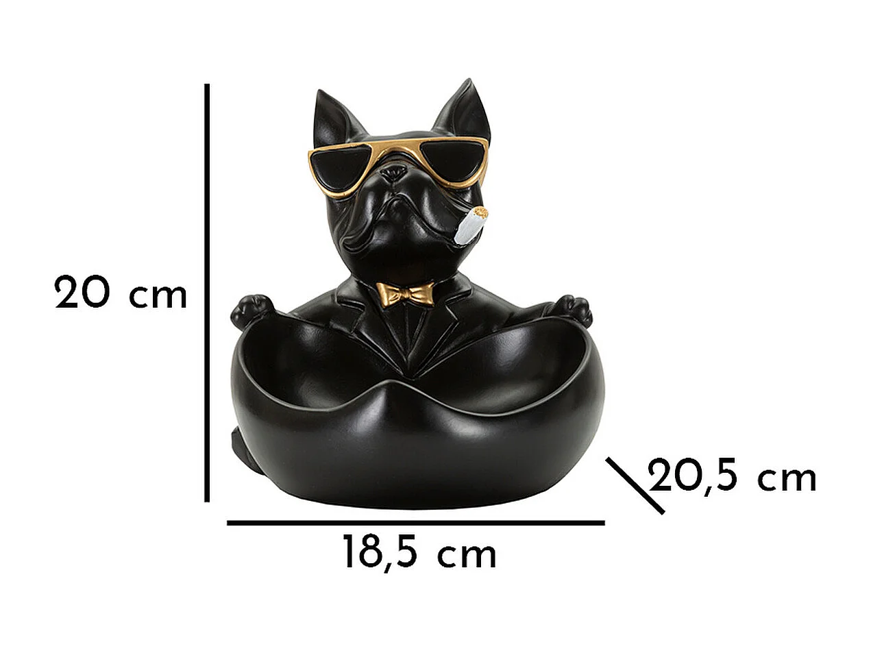 Plateau Chien 13, Noir, 18,5x20,5x20 cm, Seven Design