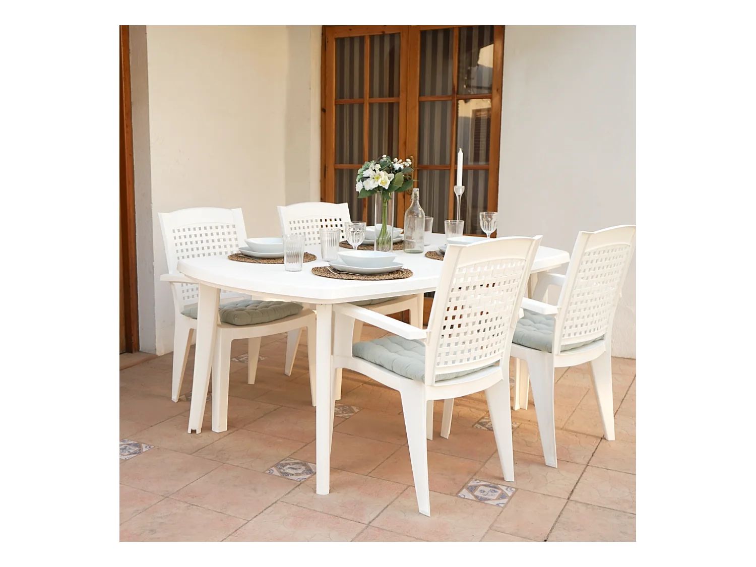 Table extensible 4 à 8 places blanche 170x90x73 ATLANTICA