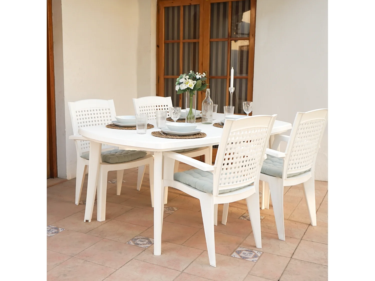 Table extensible 4 à 8 places blanche 170x90x73 ATLANTICA