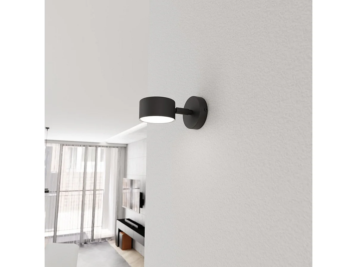 Wandlamp Sora, Zwart, 15x8x8 cm, Seven Design