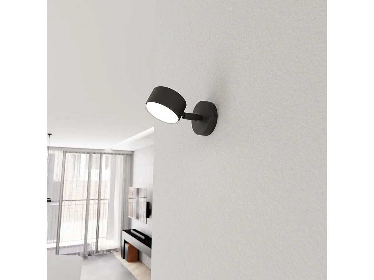 Wandlamp Sora, Zwart, 15x8x8 cm, Seven Design