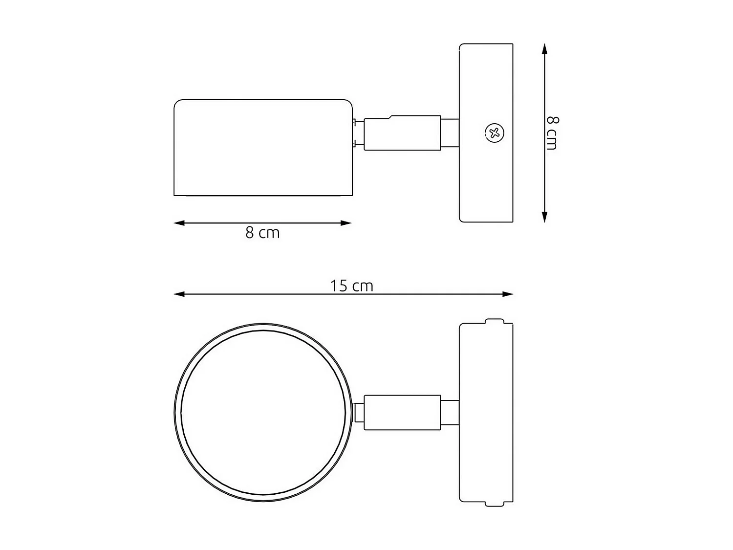 Wandlamp Sora, Zwart, 15x8x8 cm, Seven Design