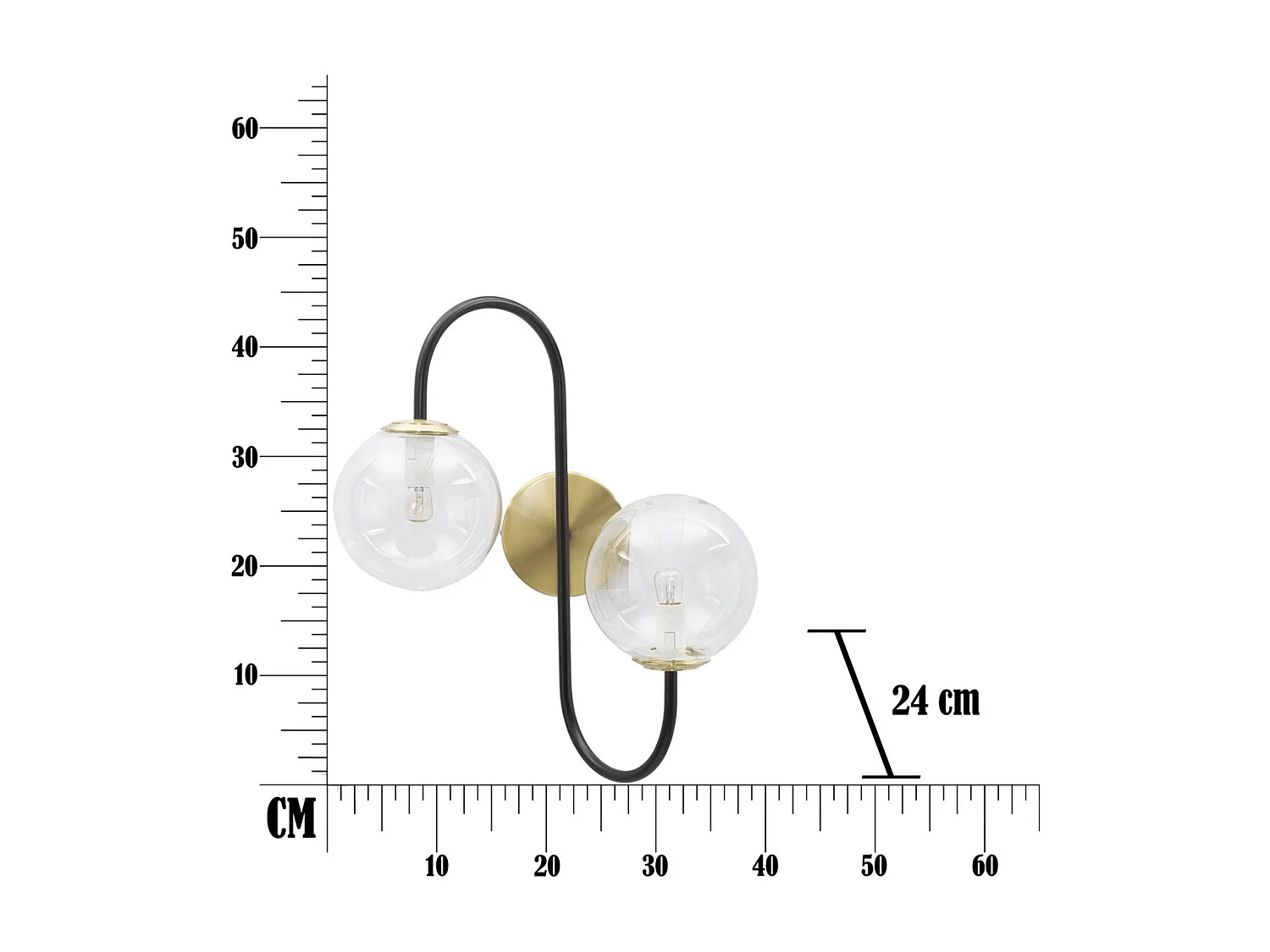 Lampa ścienna MF55, Czarny, 36x24x45 cm, Seven Design