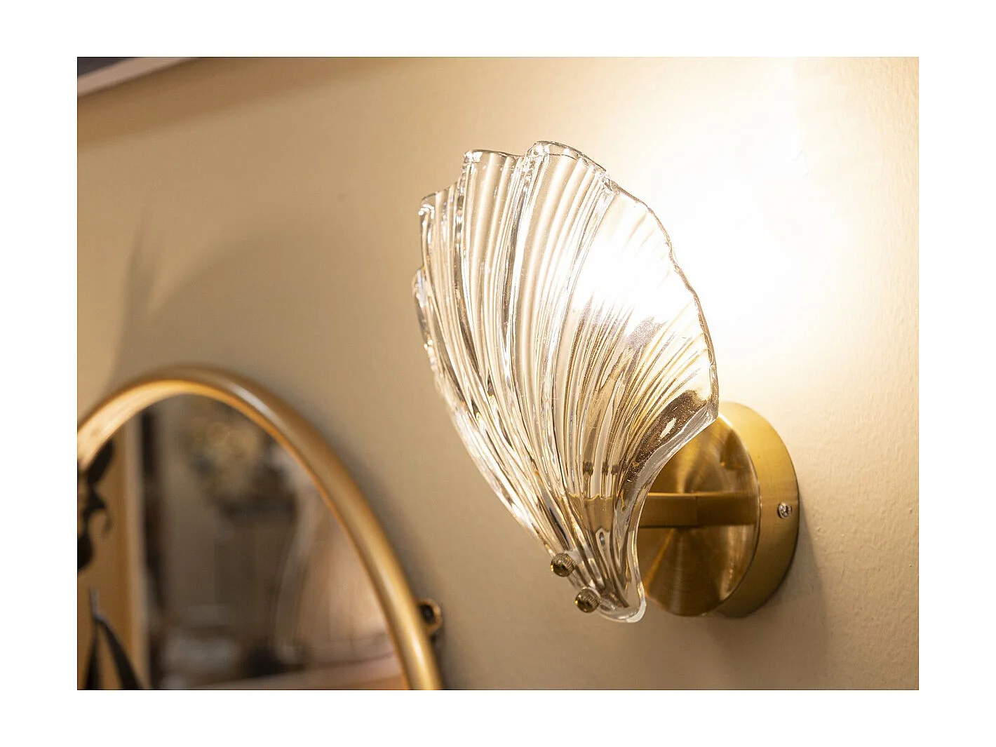 Candeeiro de Parede Concha, Ouro, 20x14x22 cm, Seven Design
