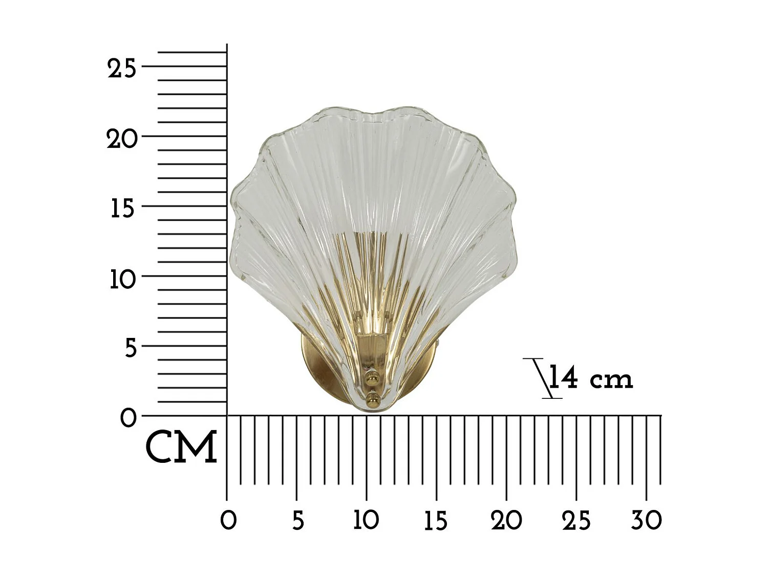 Candeeiro de Parede Concha, Ouro, 20x14x22 cm, Seven Design