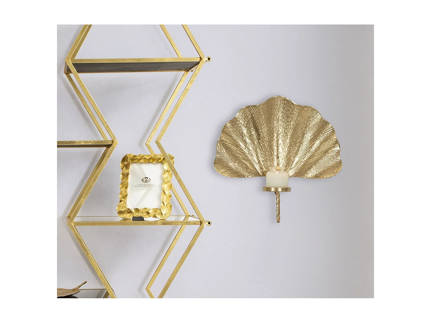 Bougeoir Feuille 1, Or, 41x11,5x40 cm, Seven Design