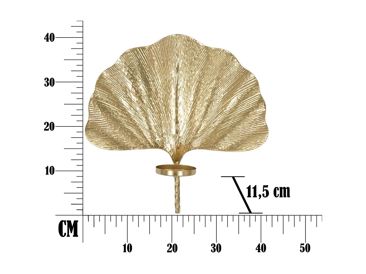 Kaarsenhouder Blad 1, Goud, 41x11,5x40 cm, Seven Design