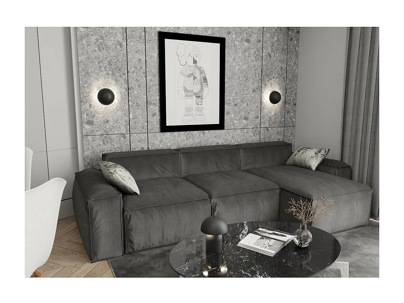 Lampa ścienna Mush, Czarny, 18x15x15 cm, Epikasa