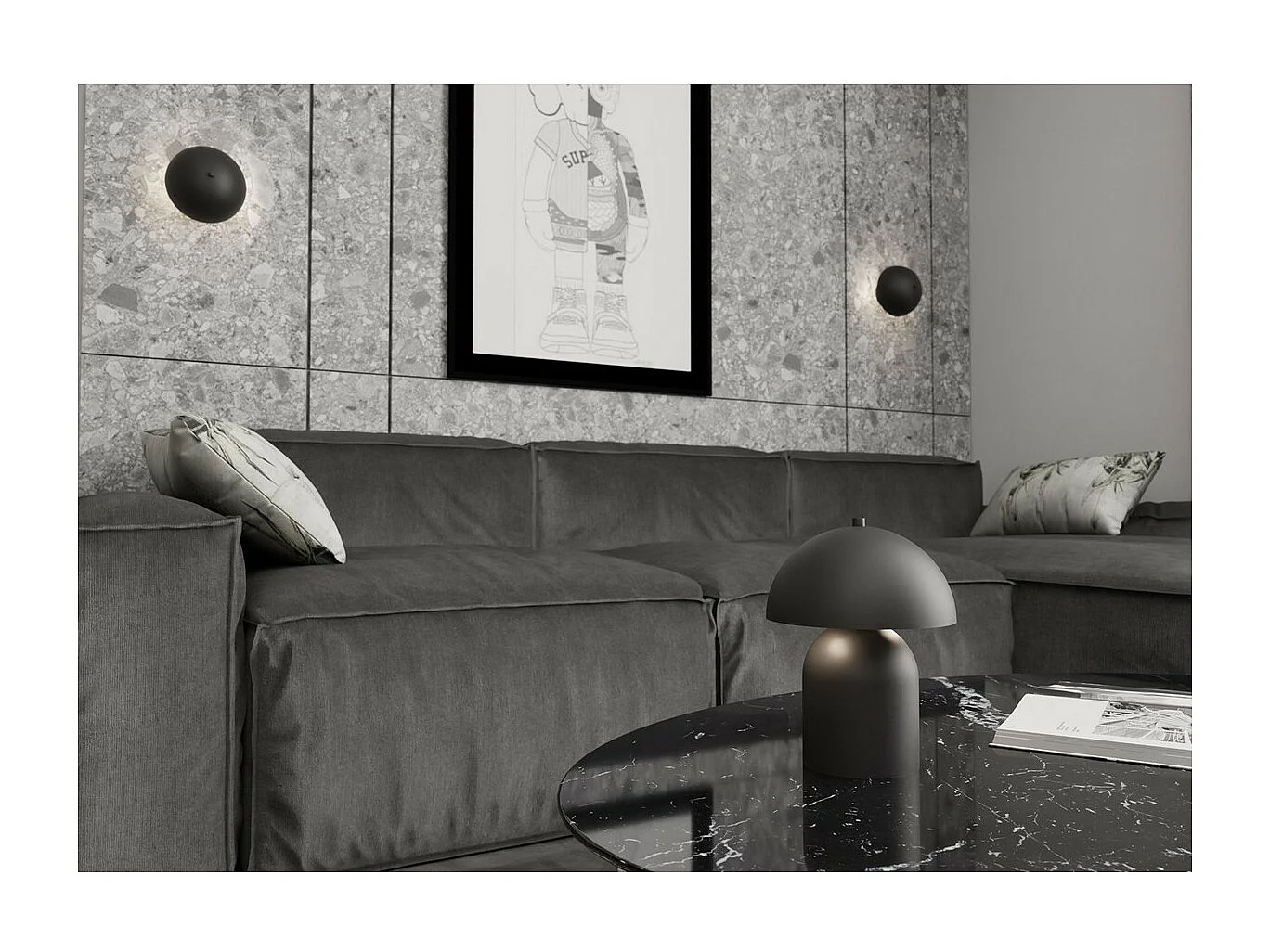 Candeeiro de Parede Mush, Preto, 18x15x15 cm, Seven Design