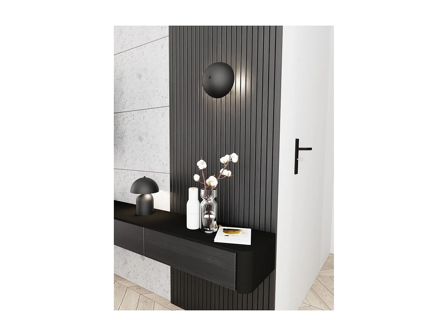 Candeeiro de Parede Mush, Preto, 18x15x15 cm, Seven Design