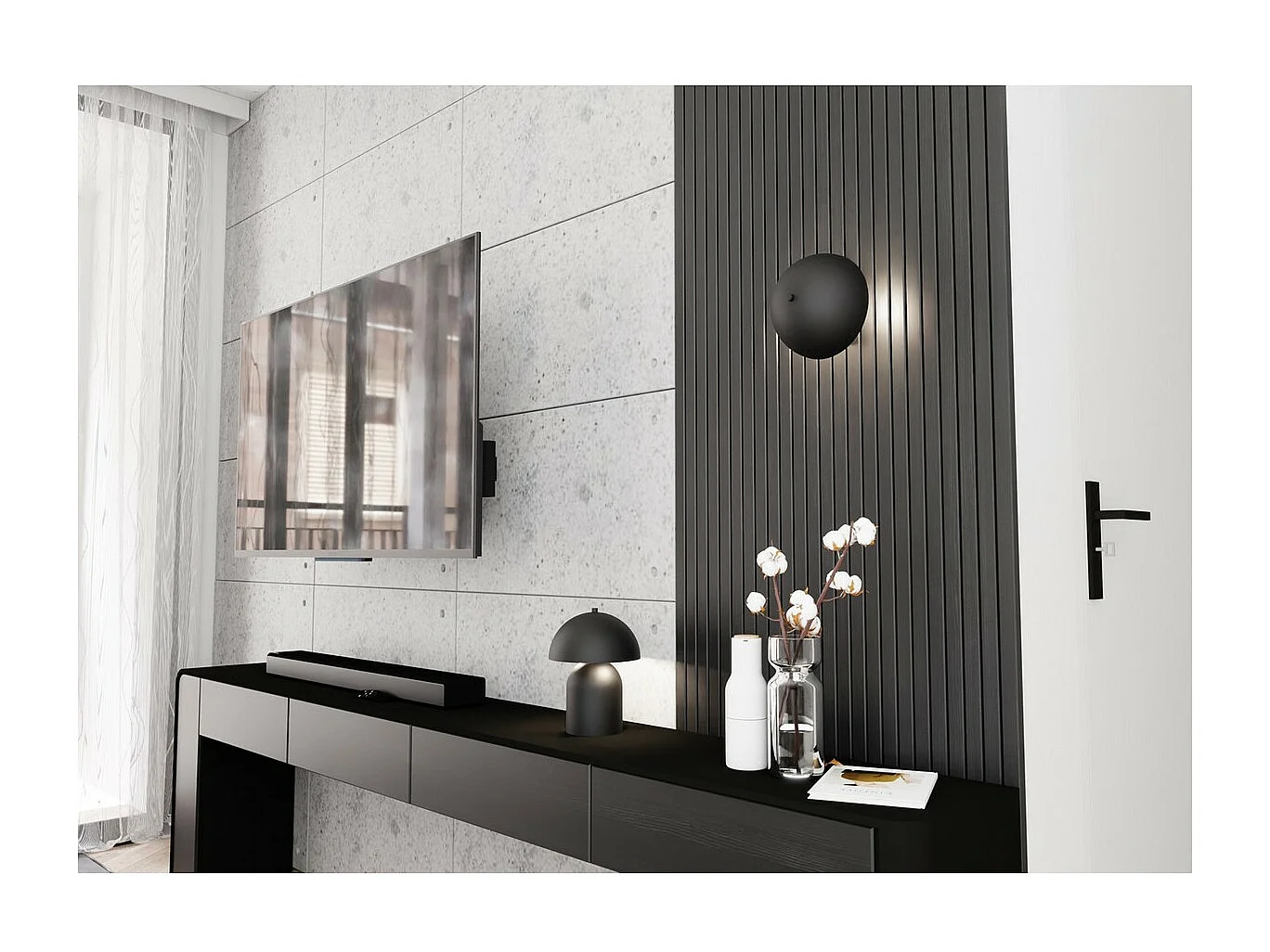 Candeeiro de Parede Mush, Preto, 18x15x15 cm, Seven Design