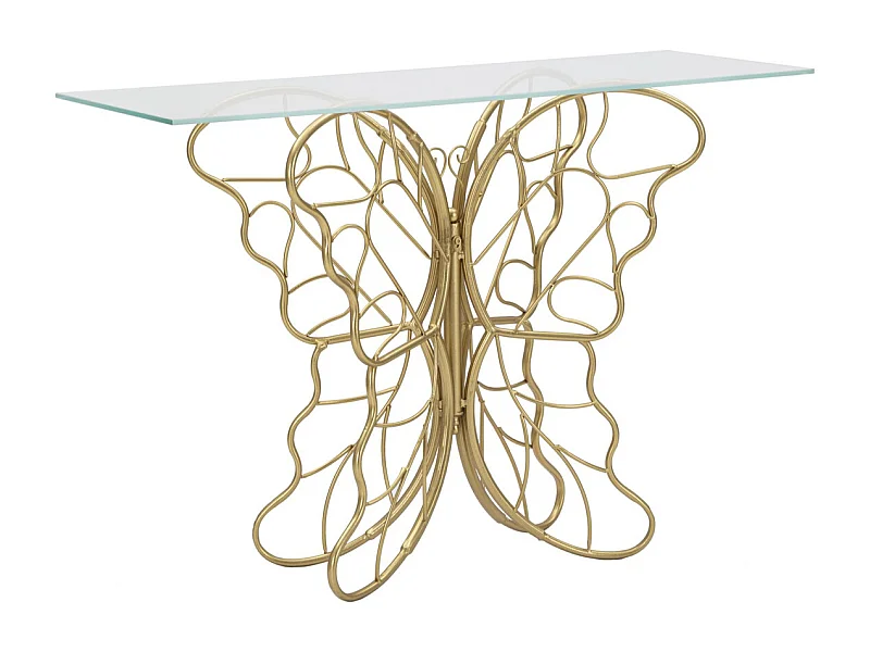 Console Tafel Vlinder 2, Goud, 110x40x76 cm, Seven Design