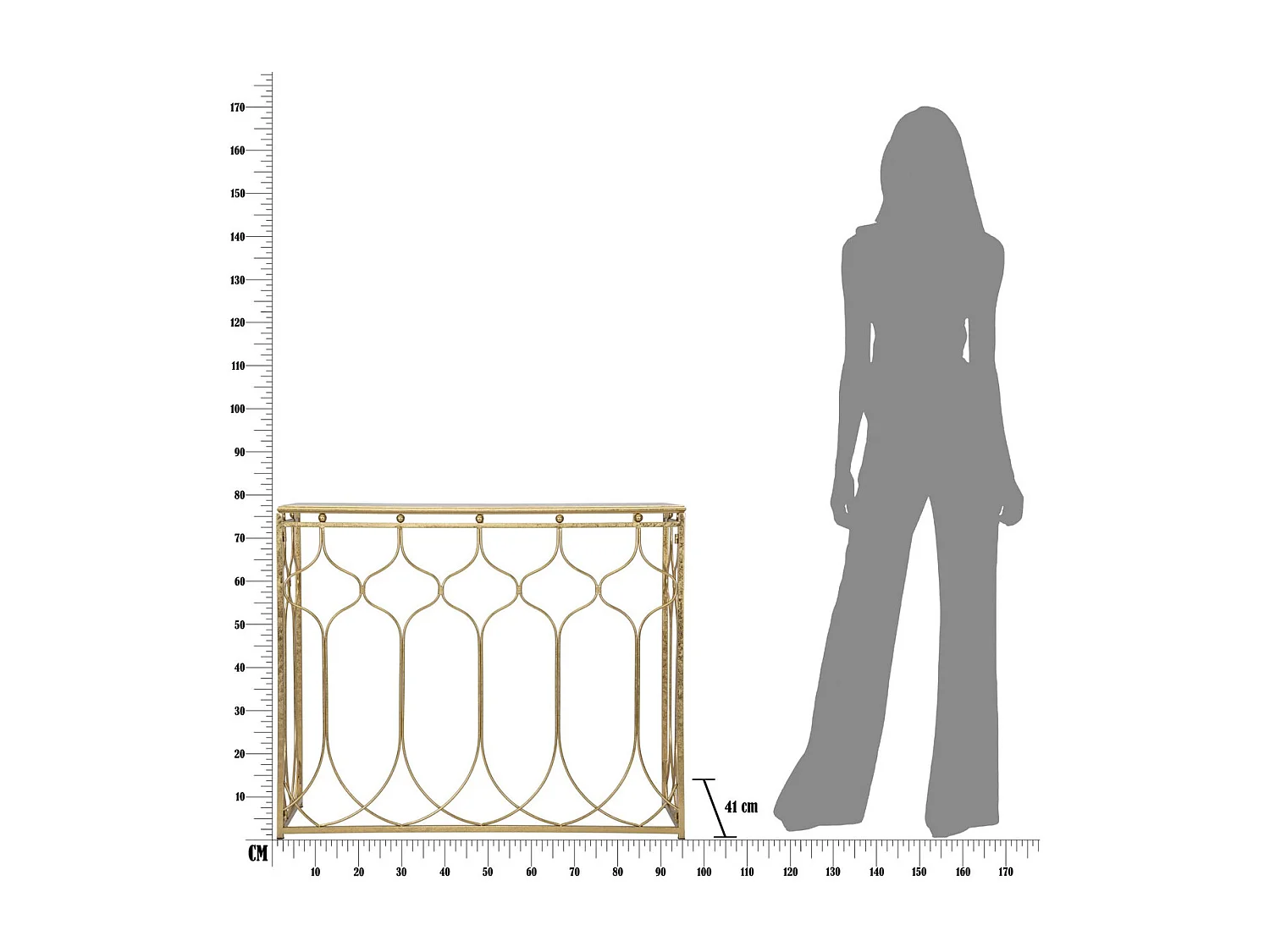 Table Console MF613, Or, 96,5x41x78 cm, Seven Design