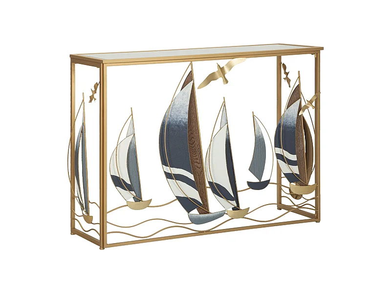 Table Console Bateaux 9, Multicouleur, 108x37x80 cm, Seven Design