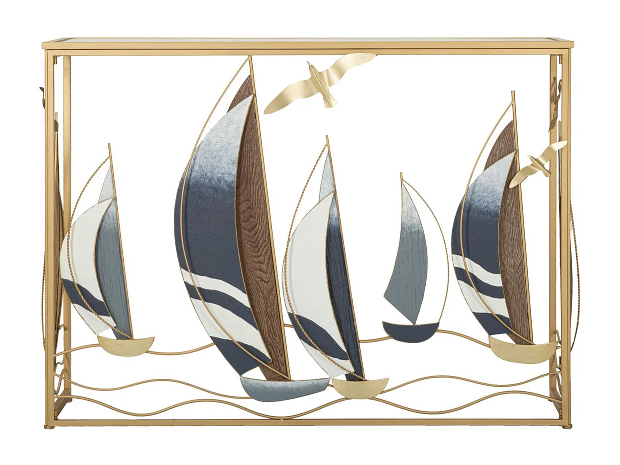 Table Console Bateaux 9, Multicouleur, 108x37x80 cm, Seven Design