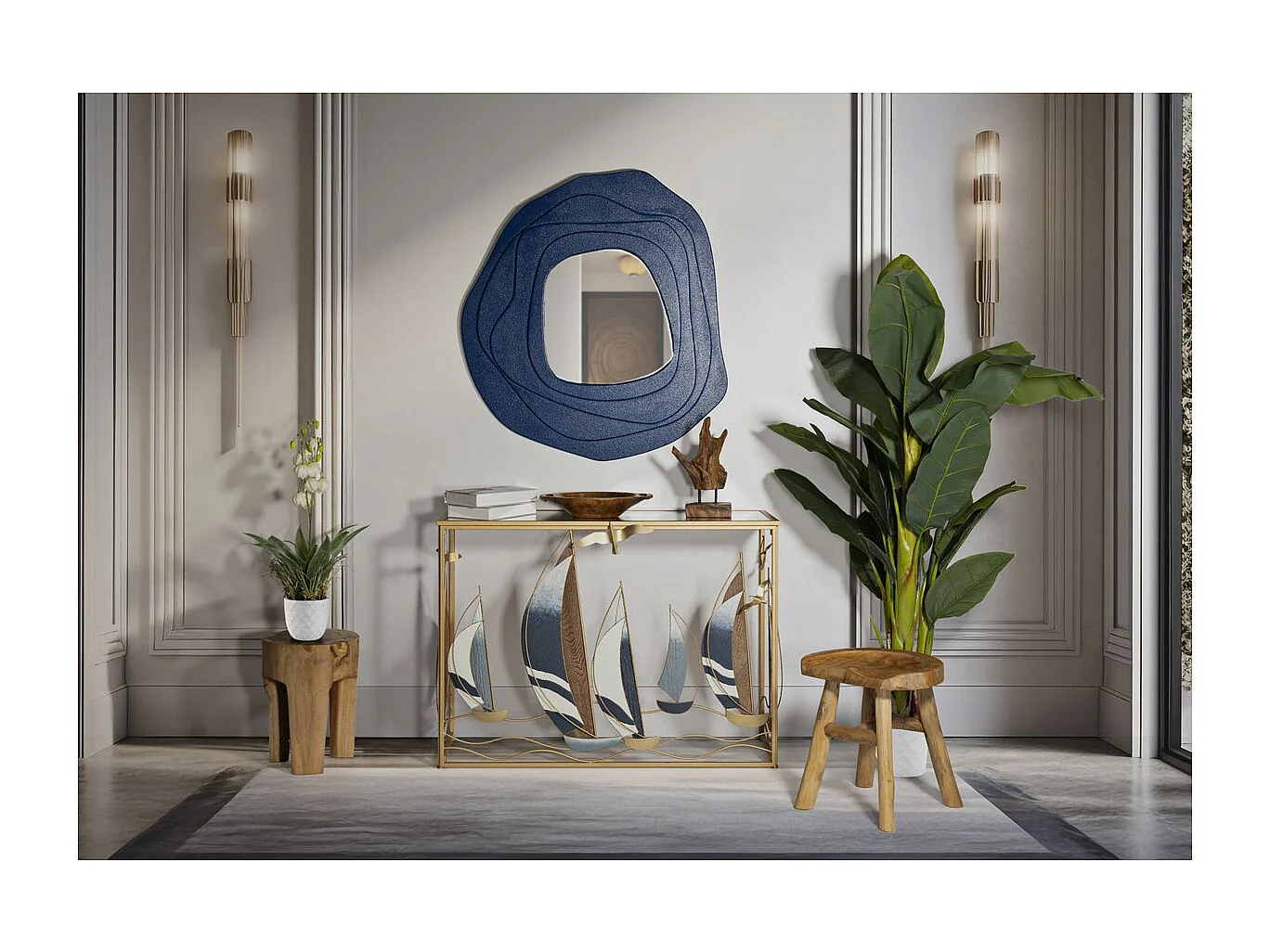 Table Console Bateaux 9, Multicouleur, 108x37x80 cm, Seven Design