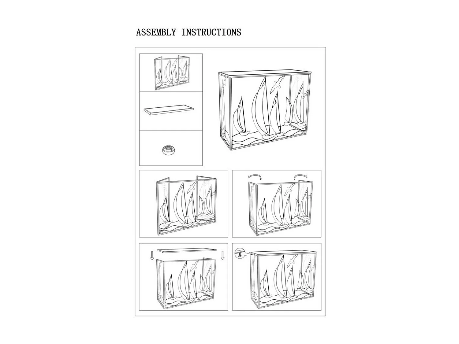 Table Console Bateaux 9, Multicouleur, 108x37x80 cm, Seven Design