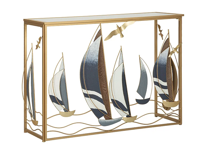Stolik Konsolowy Łodzie 9, Wielokolorowy, 108x37x80 cm, Seven Design