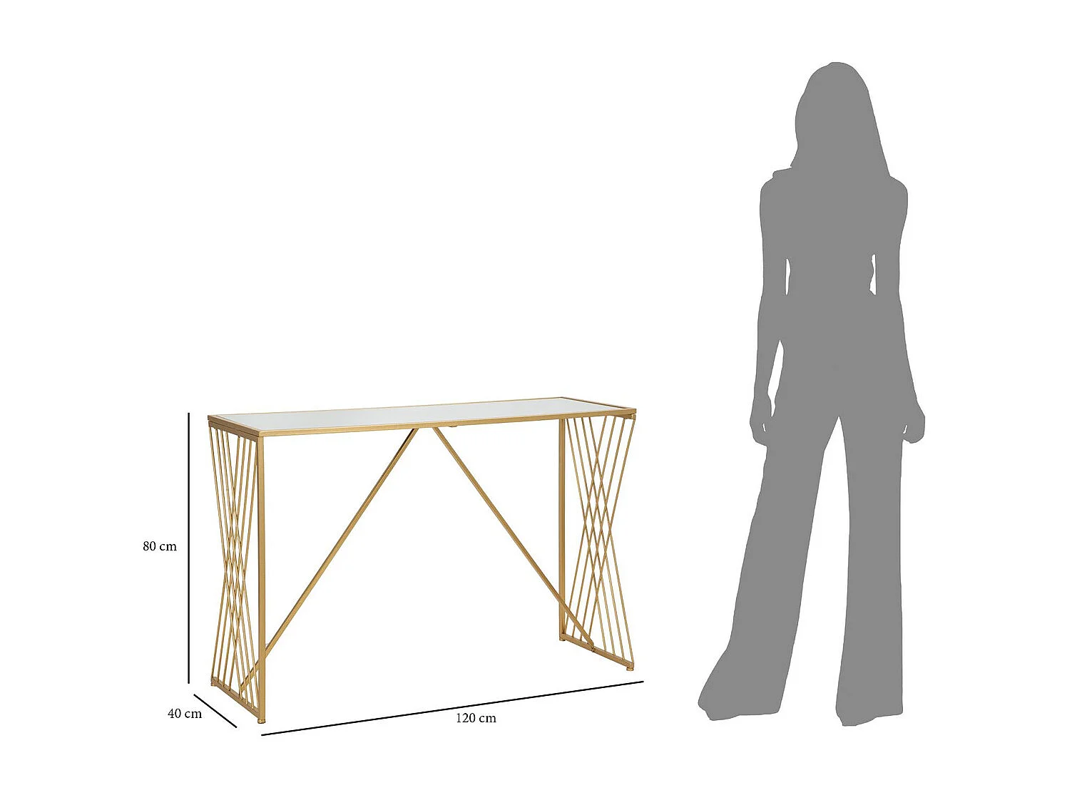 Table Console MF624, Or, 120x40x80 cm, Seven Design
