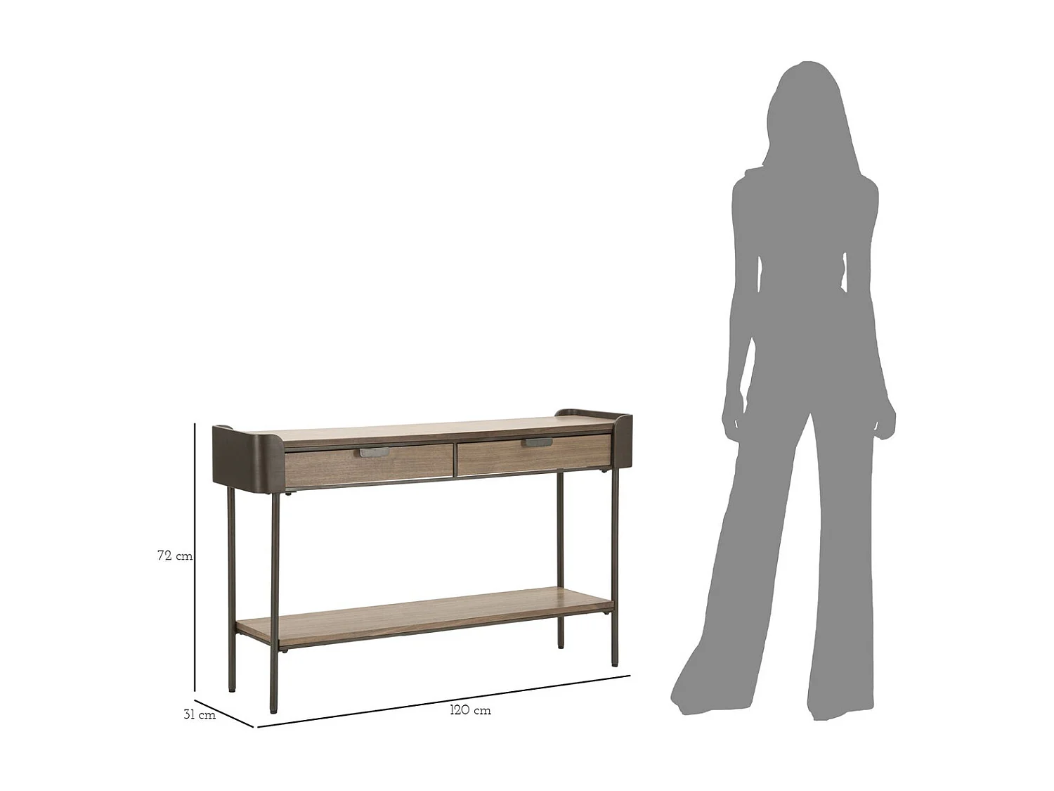 Table Console MF609, Marron, 120x31x72 cm, Seven Design