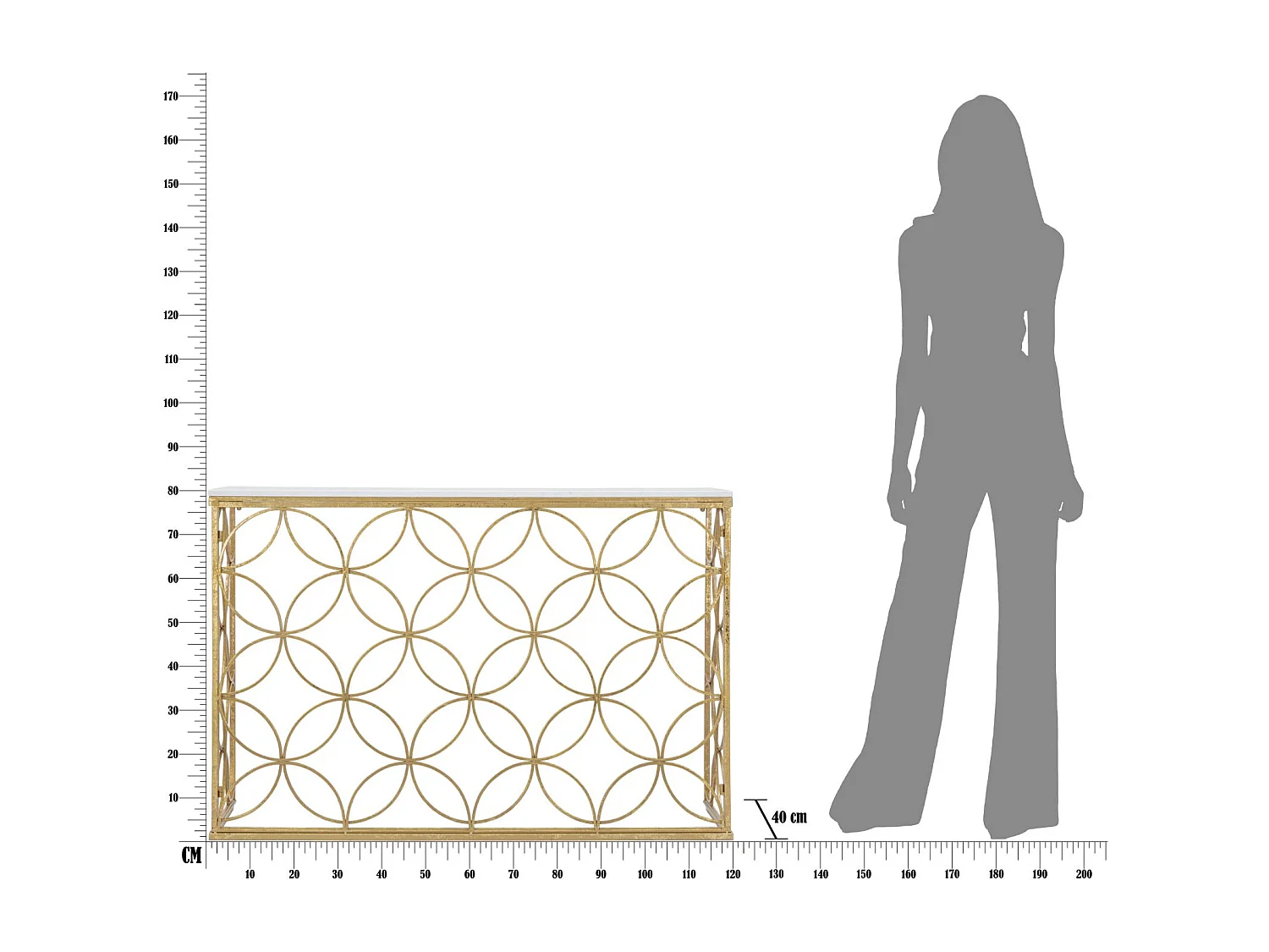 Tavolo Consolle MF619, Oro, 120x40x80 cm, Seven Design