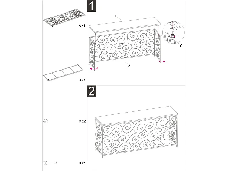 Tavolo Consolle MF619, Oro, 120x40x80 cm, Seven Design