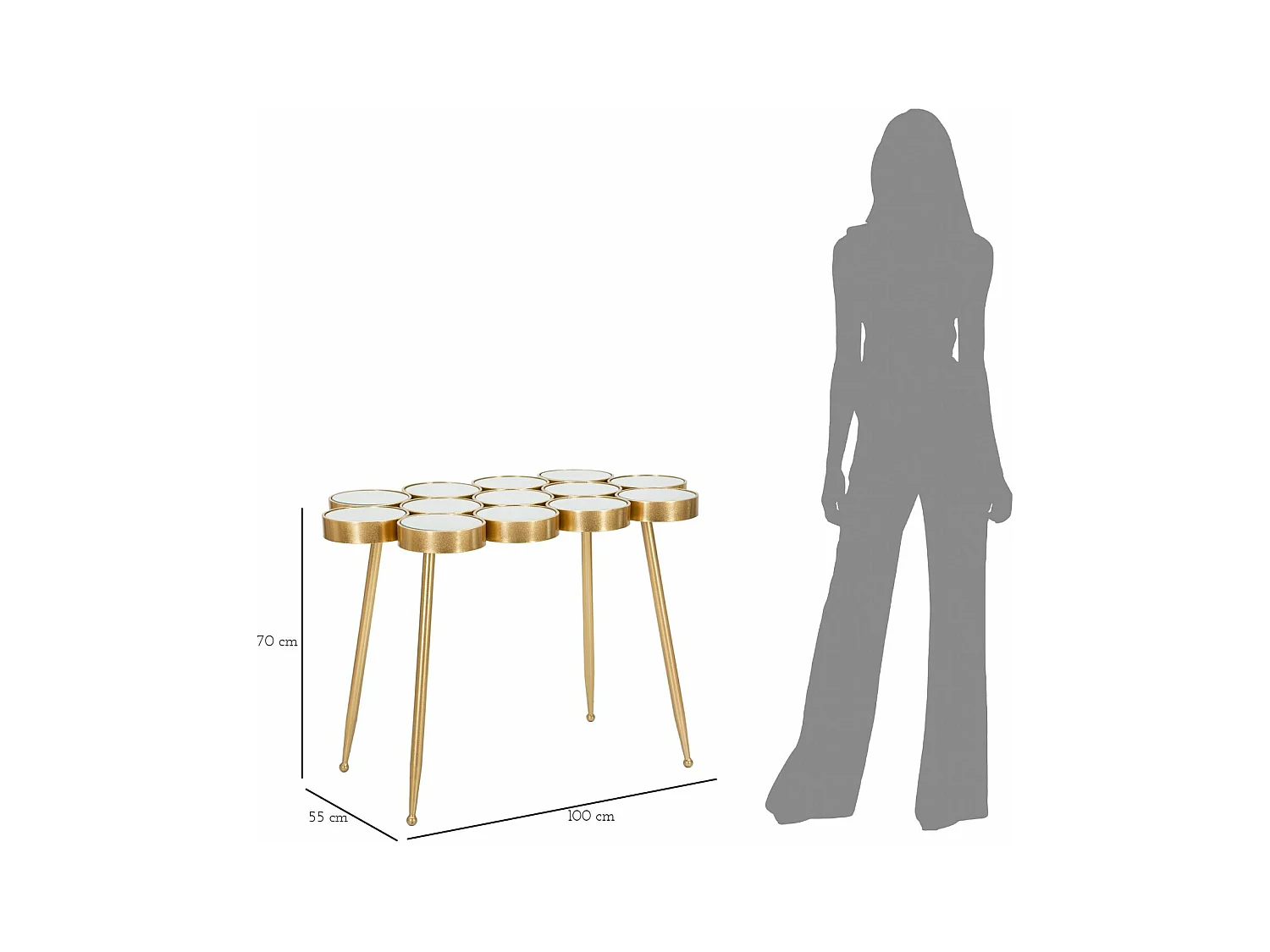 Table Console MF623, Or, 100x55x70 cm, Epikasa