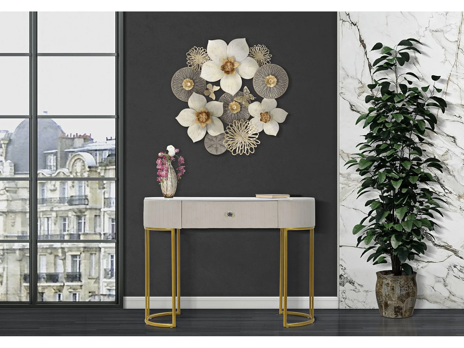 Tavolo Consolle MF615, Beige, 100x40x75 cm, Epikasa