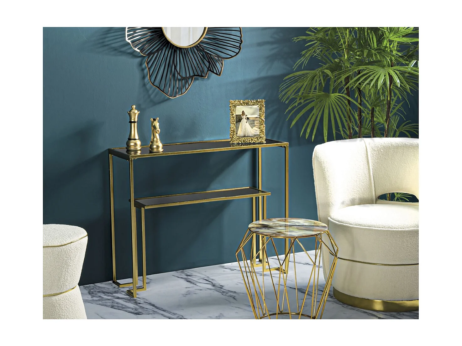 Consola MF628, Ouro, 100x35x80 cm, Seven Design