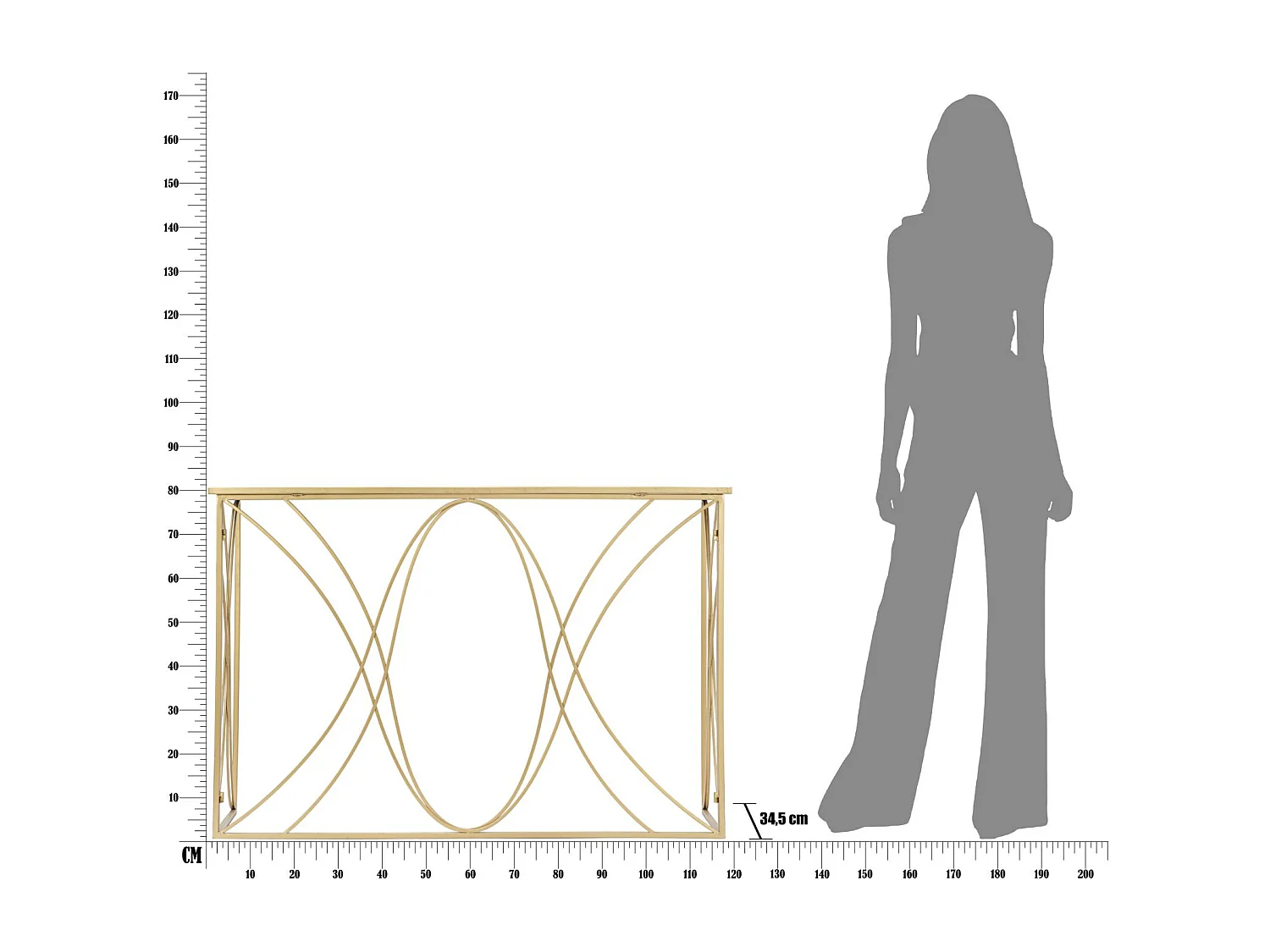 Table Console MF627, Or, 120x40x80 cm, Epikasa