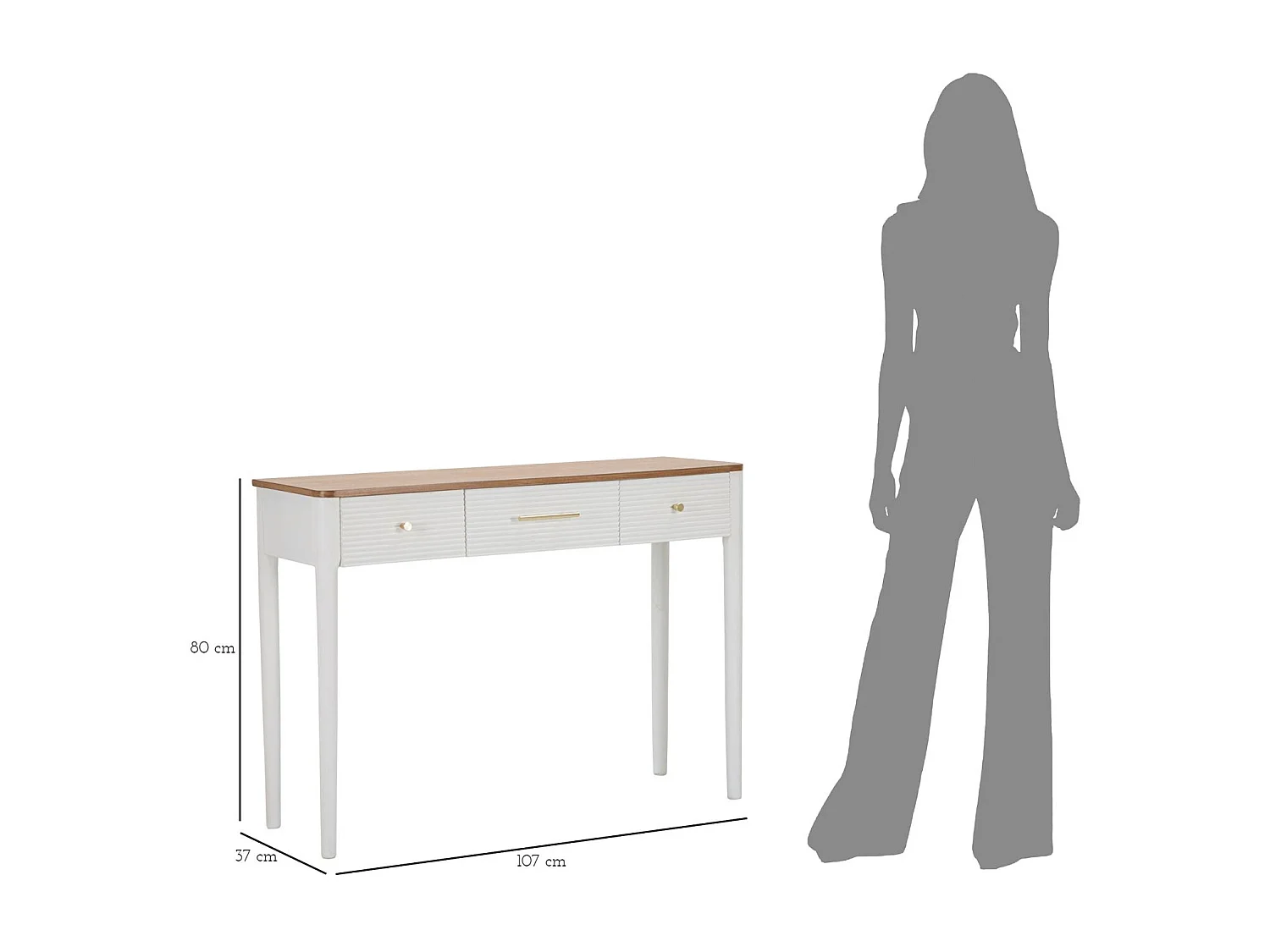 Table Console MF606, Blanc, 107x37x80 cm, Epikasa