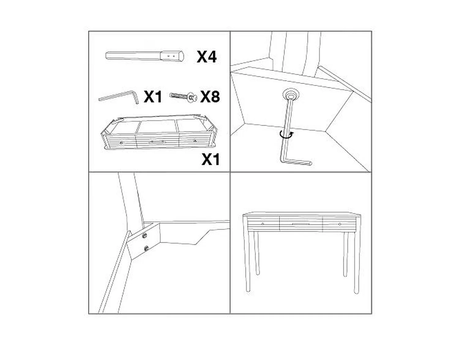 Table Console MF606, Blanc, 107x37x80 cm, Epikasa