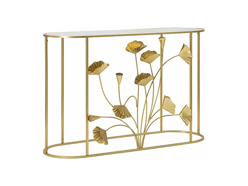 Tavolo Consolle Foglia 73, Oro, 120x40x80 cm, Seven Design