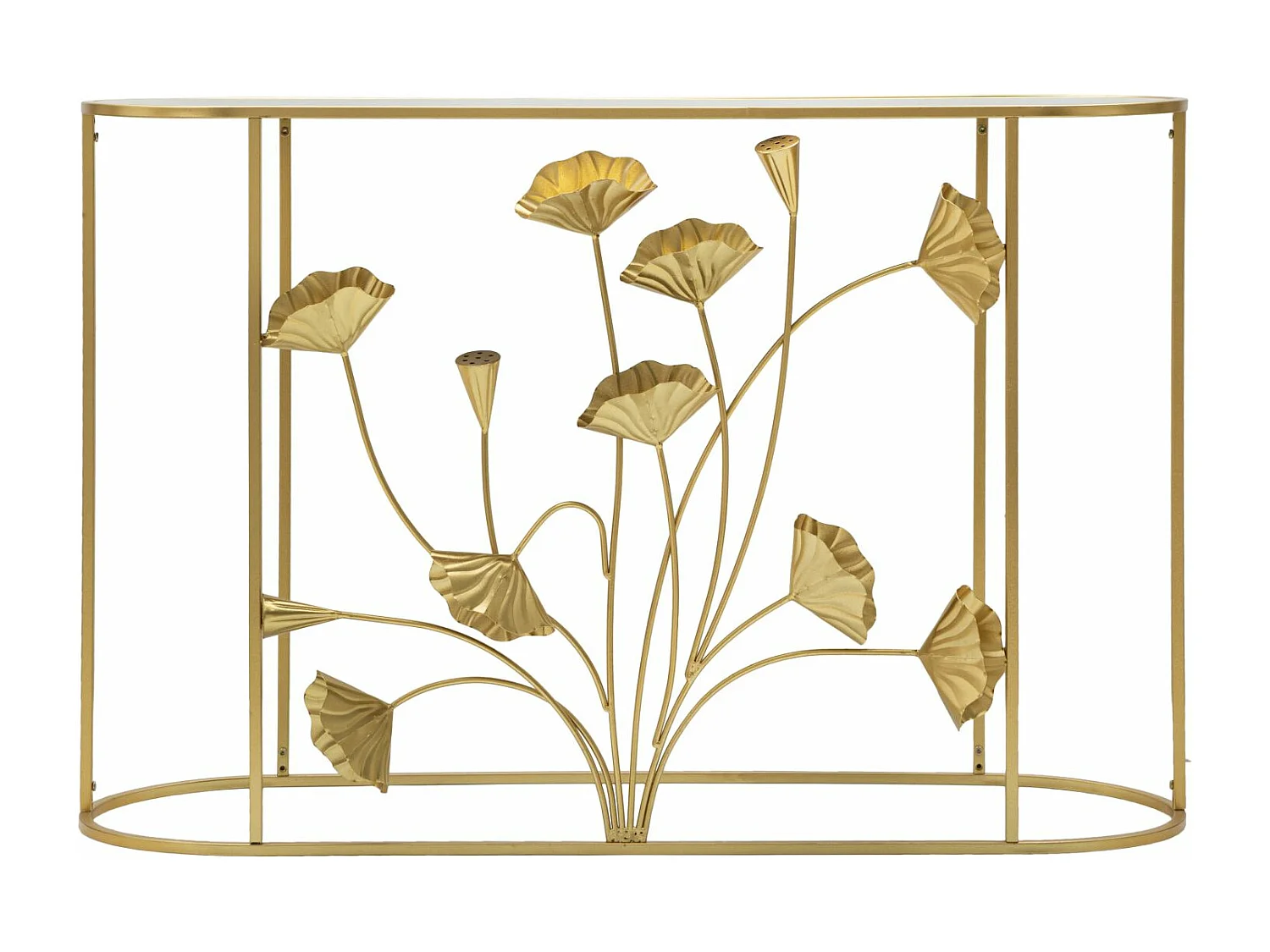 Tavolo Consolle Foglia 73, Oro, 120x40x80 cm, Seven Design