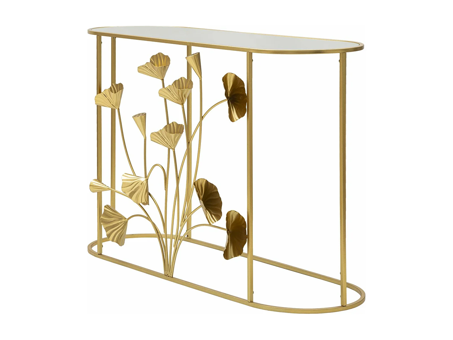 Tavolo Consolle Foglia 73, Oro, 120x40x80 cm, Seven Design