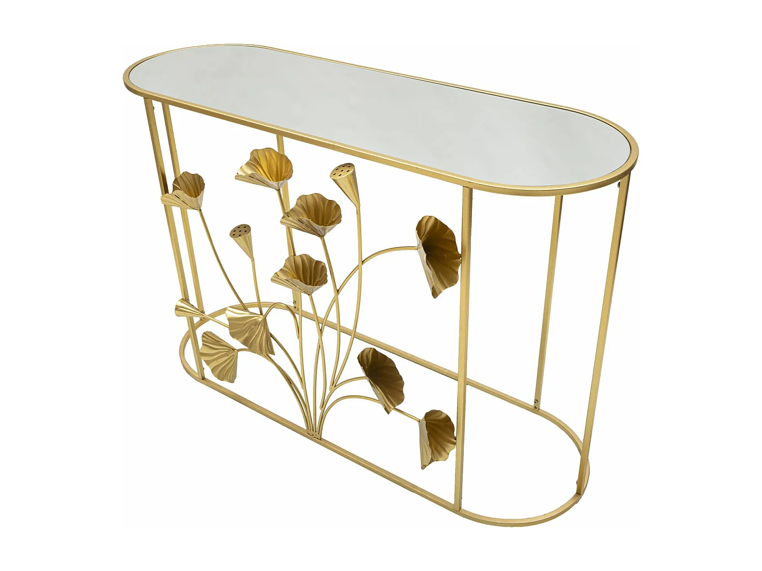 Tavolo Consolle Foglia 73, Oro, 120x40x80 cm, Seven Design