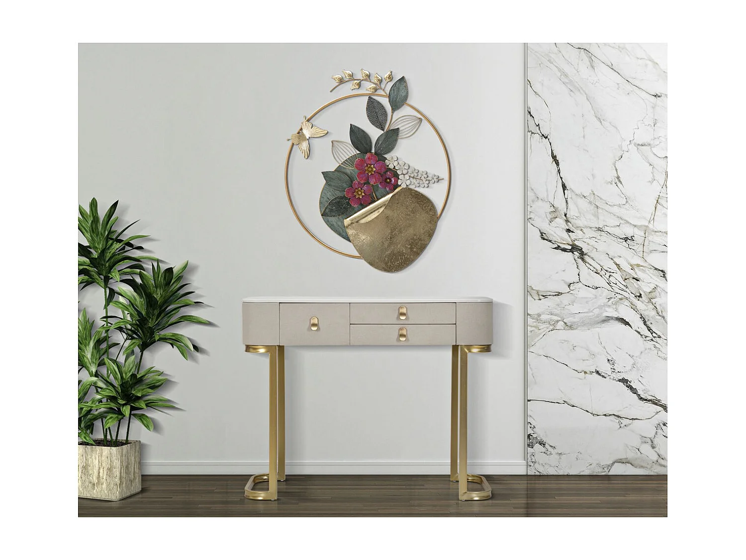 Stolik Konsolowy MF604, Beżowy, 100x40x80 cm, Seven Design