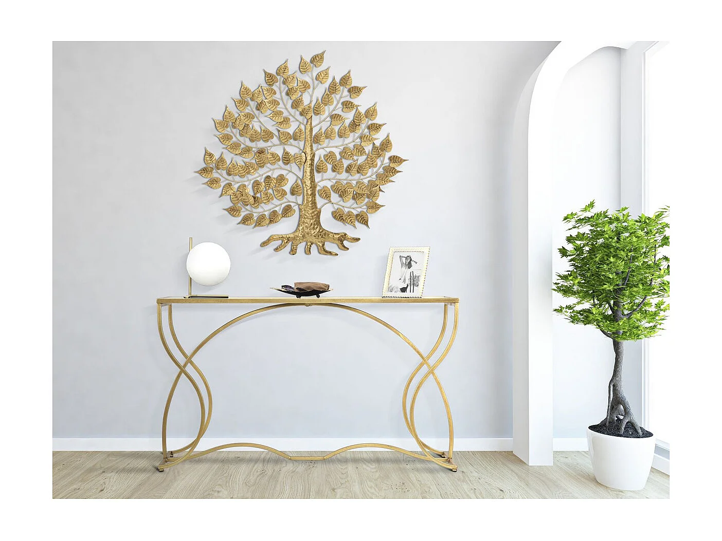 Stolik Konsolowy MF626, Złoto, 130x40x75 cm, Seven Design